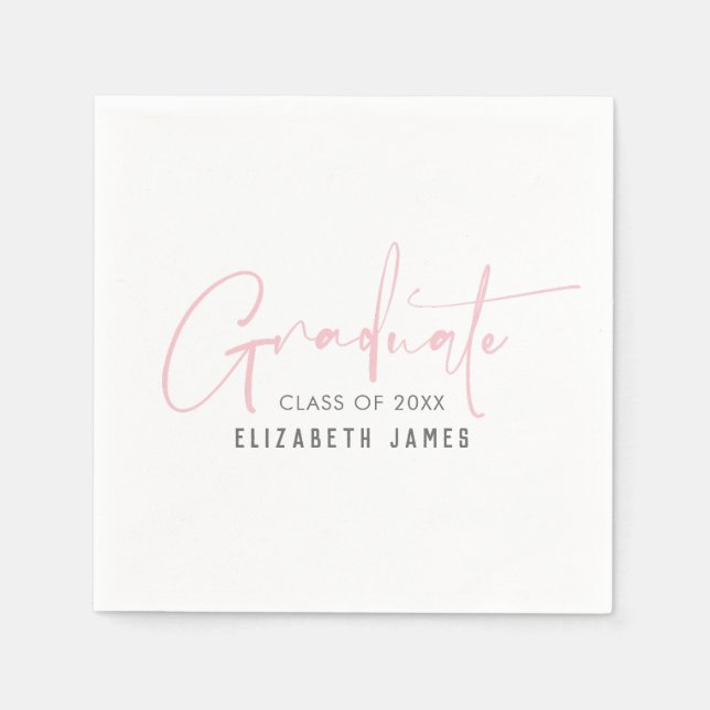 Servilleta De Papel Cuidadas toallas de graduación con letras rosas de (Anverso)