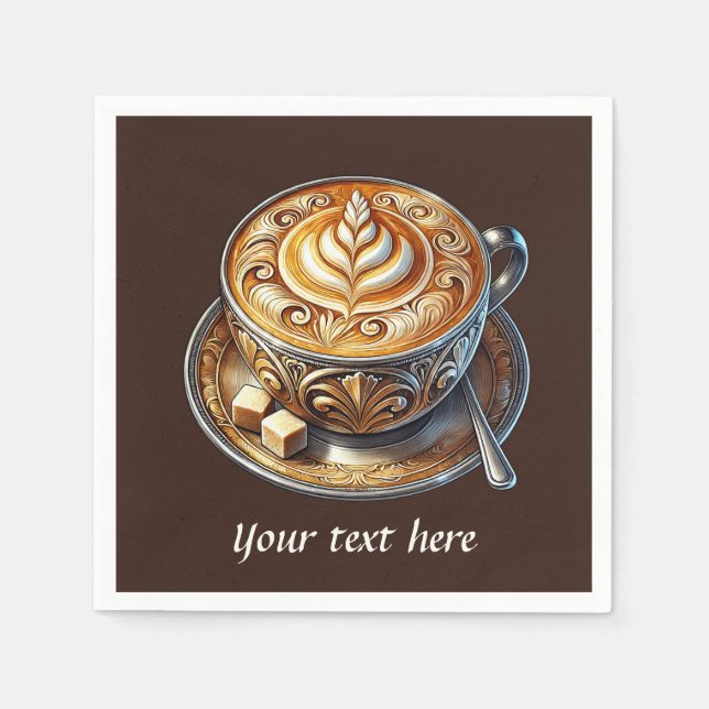 Servilleta De Papel Cuidado añadir tu café de texto (Anverso)