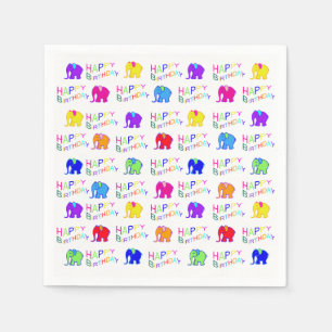 Servilleta De Papel Cuidado color arcoiris Personalizado elefantes niñ
