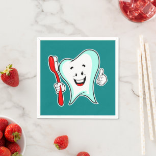 Servilleta De Papel Cuidado dental diente feliz con cepillo de dientes