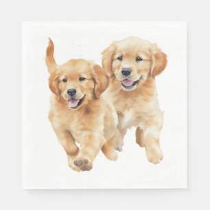 Servilleta De Papel Cuidado Golden Retriever Cuppies Acuarela Perro Ca