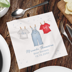 Servilleta De Papel Cuidado niño bebé Whimsical Denim Blue Baby Shower