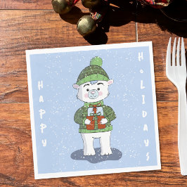 Servilleta De Papel Cuidado oso polar Navidades azules Papel