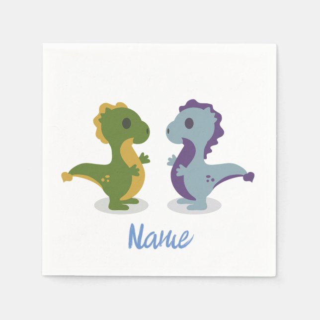 Servilleta De Papel Cuidado par de dinosaurios Thunder_Cove (Anverso)