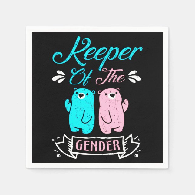 Servilleta De Papel Cuidadora del oso de peluche rosa y azul de género (Anverso)