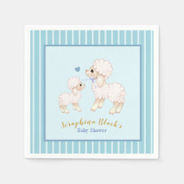 Servilleta De Papel Cuidados Blue Boy Lamb Baby Shower Napkins