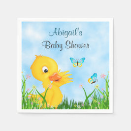 Servilleta De Papel Cuidados Duckling y mariposas Boy Baby Shower
