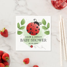 Cuidados Ladybug Baby Shower Paper Napkins