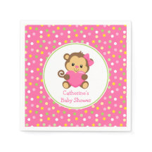 Cuidados monos Baby Shower Napkins