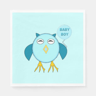 Servilleta De Papel Cuidados Napkins Blue Baby Boy Owl