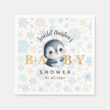 Cuidados Navidades Penguin Baby Shower Napkins