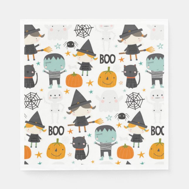 Servilleta De Papel Cuidados niños Fiesta de cumpleaños de Halloween (Anverso)