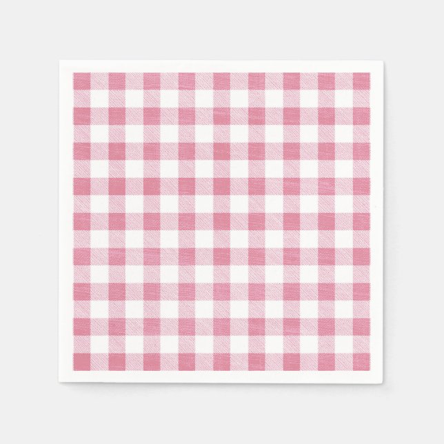 Servilleta De Papel Cuidadosa chica simple perrito rosa Gingham Plaid (Anverso)