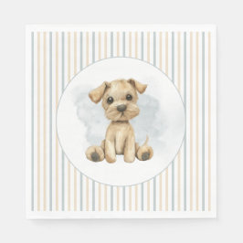 Servilleta De Papel Cuidadoso Oh Boy Puppy Blue Baby Shower