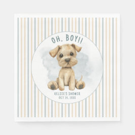 Servilleta De Papel Cuidadoso Oh Boy Puppy Blue Baby Shower