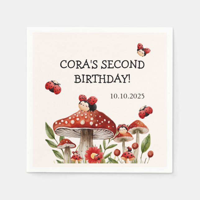 Servilleta De Papel Cuidar nuestro pequeño cumpleaños Chica de Ladybug (Anverso)