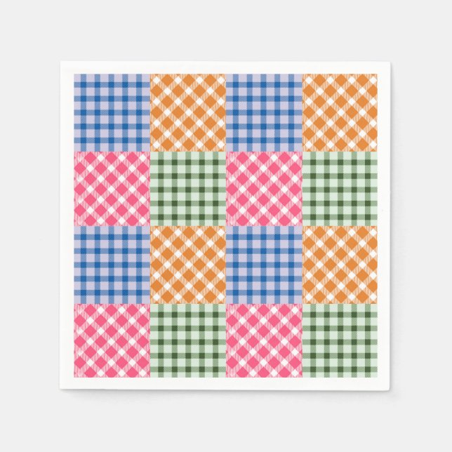 Servilleta De Papel Cuilt Multicolored Gingham (Anverso)