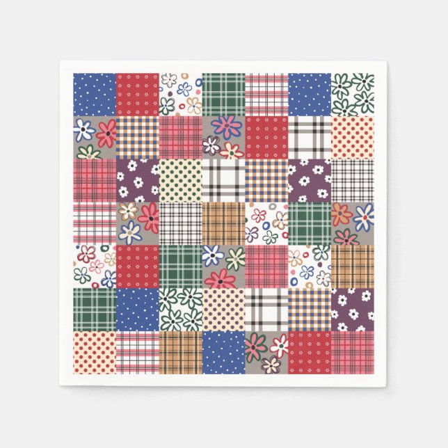Servilleta De Papel Cuilt Multicolored Gingham (Anverso)