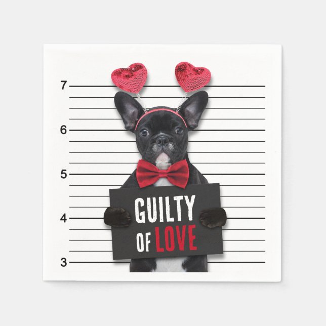 Servilleta De Papel Culpable Perro de Amor Mugshot Funny El día de San (Anverso)