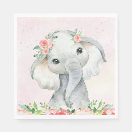 Servilleta De Papel Cum Baby Girl Elephant Baby Shower Napkins