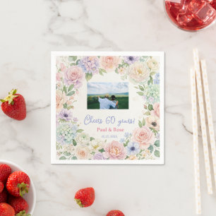 Servilleta De Papel cumple 60 años púrpura rosa floral pastel foto na