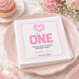 Servilleta De Papel Cumpleaños 1º Coquette Lazo Rosa Adorable