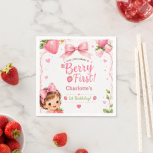 Servilleta De Papel Cumpleaños 1º de Berry Primera Fresa Niña