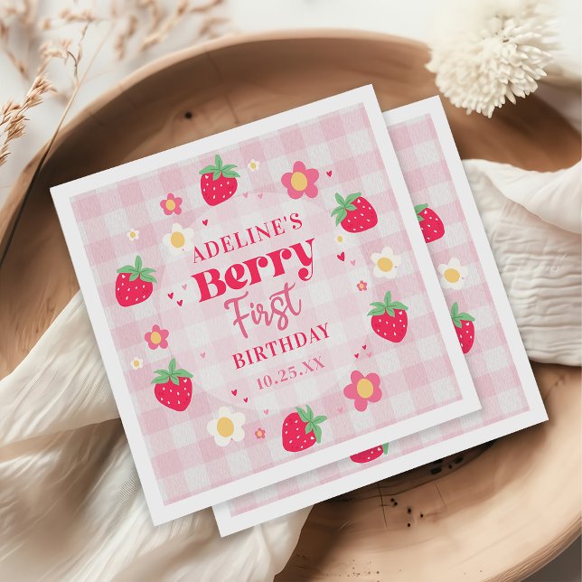 Servilleta De Papel Cumpleaños 1º de Fresa Lindo de Berry (Subido por el creador)