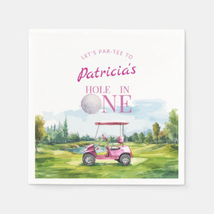 Servilleta De Papel Cumpleaños 1º de Golf Pink Hole In One