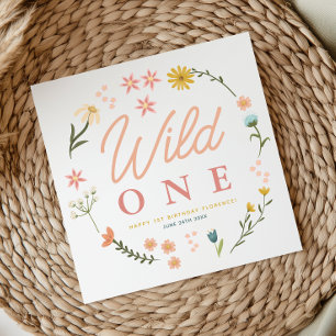 Servilleta De Papel Cumpleaños 1º de Niñas Elegante Wild One Flor Silv