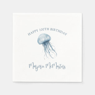 Servilleta De Papel Cumpleaños 100 Simple Medusa Costera Personalizada