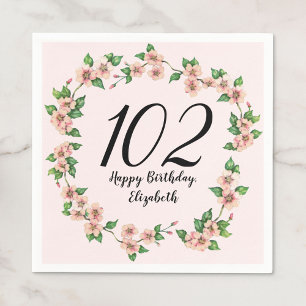 Servilleta De Papel Cumpleaños 102 bonito rubor rosa floral