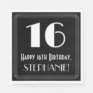 Servilleta De Papel Cumpleaños 16 ~ Art Deco Inspirado look "16", nom