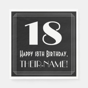 Servilleta De Papel Cumpleaños 18 ~ Art Deco Inspirado look "18", nom