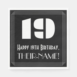 Servilleta De Papel Cumpleaños 19: Estilo Art Déco Inspirado "19" +