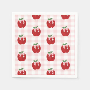 Servilleta De Papel Cumpleaños 1 de Apple Pink Bow preppy Coquette