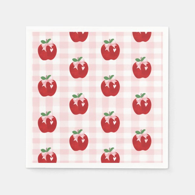 Servilleta De Papel Cumpleaños 1 de Apple Pink Bow preppy Coquette (Anverso)