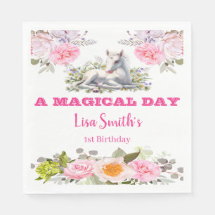 Servilleta De Papel Cumpleaños 1 de Cute Magical Baby Unicorn