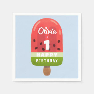Servilleta De Papel Cumpleaños 1 de Cute Watermelon Popsicle