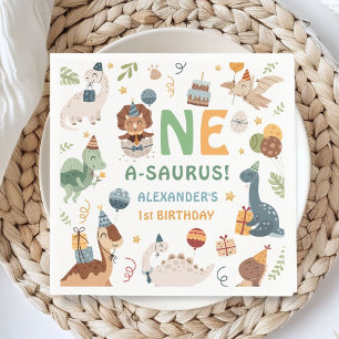 Servilleta De Papel Cumpleaños 1 de Dinosaurio Niño A-Saurus Papel