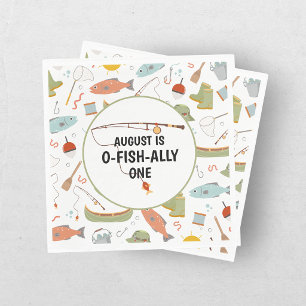 Servilleta De Papel Cumpleaños 1 de O-Fish-Ally One de Pesca para Niño