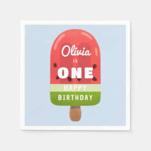 Servilleta De Papel Cumpleaños 1 de Paleta de Sandía Adorable