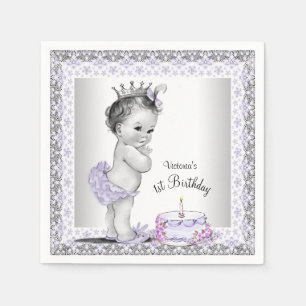Servilleta De Papel Cumpleaños 1 de Princesa Morada Niñas