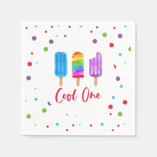 Servilleta De Papel Cumpleaños 1 de Rainbow Pop Cool One