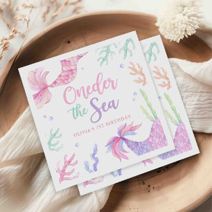 Servilleta De Papel Cumpleaños 1 de sirena Bajo el mar