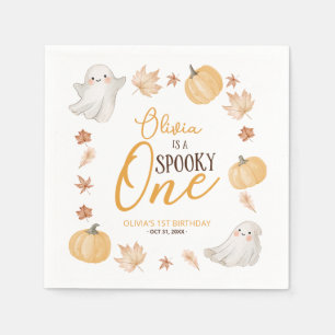 Servilleta De Papel Cumpleaños 1 de Spooky One Hojas de Otoño Fantasma