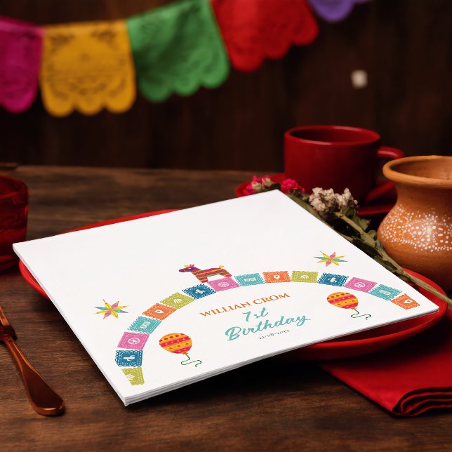 Servilleta De Papel Cumpleaños 1er Año Cactus Fiesta Mexicana (Subido por el creador)