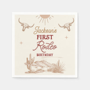 Servilleta De Papel Cumpleaños 1er Rodeo Vintage Desierto Marrón