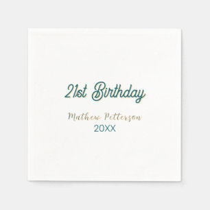 Servilleta De Papel cumpleaños 21 azul naranja elegante boho retro nom