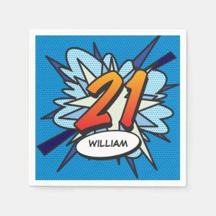 Servilleta De Papel Cumpleaños 21 divertido libro de historietas retro